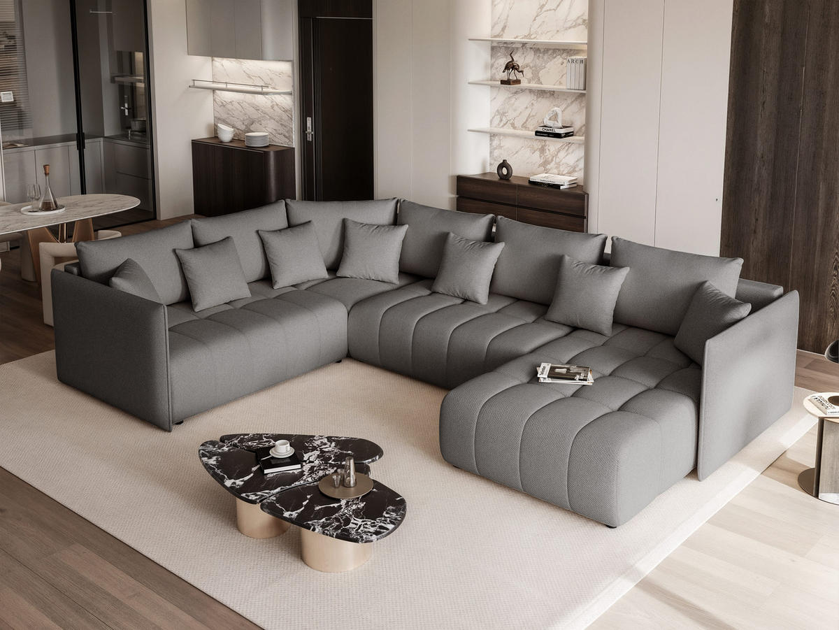 WOHNLANDSCHAFT LORISSE mit Schlaffunktion und Bettkasten Dunkelgrau - Dunkelgrau, Holzwerkstoff/Kunststoff (300/85/200cm) - Idohome