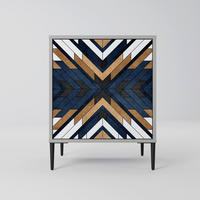SIDEBOARD ARTFUL GEOMETRY, Grau, 57,5x42x72,5 cm, Schwarze Metallfüße - Multicolor/Schwarz, Holzwerkstoff/Metall (57.5/72.5/42cm) - SpaceRebels