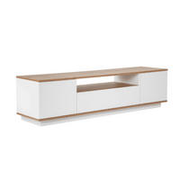 TV furniture with 3 folding doors and 1 niche, L180 cm - Weiß, Holzwerkstoff (44.5/44.6/12cm) - Calicosy