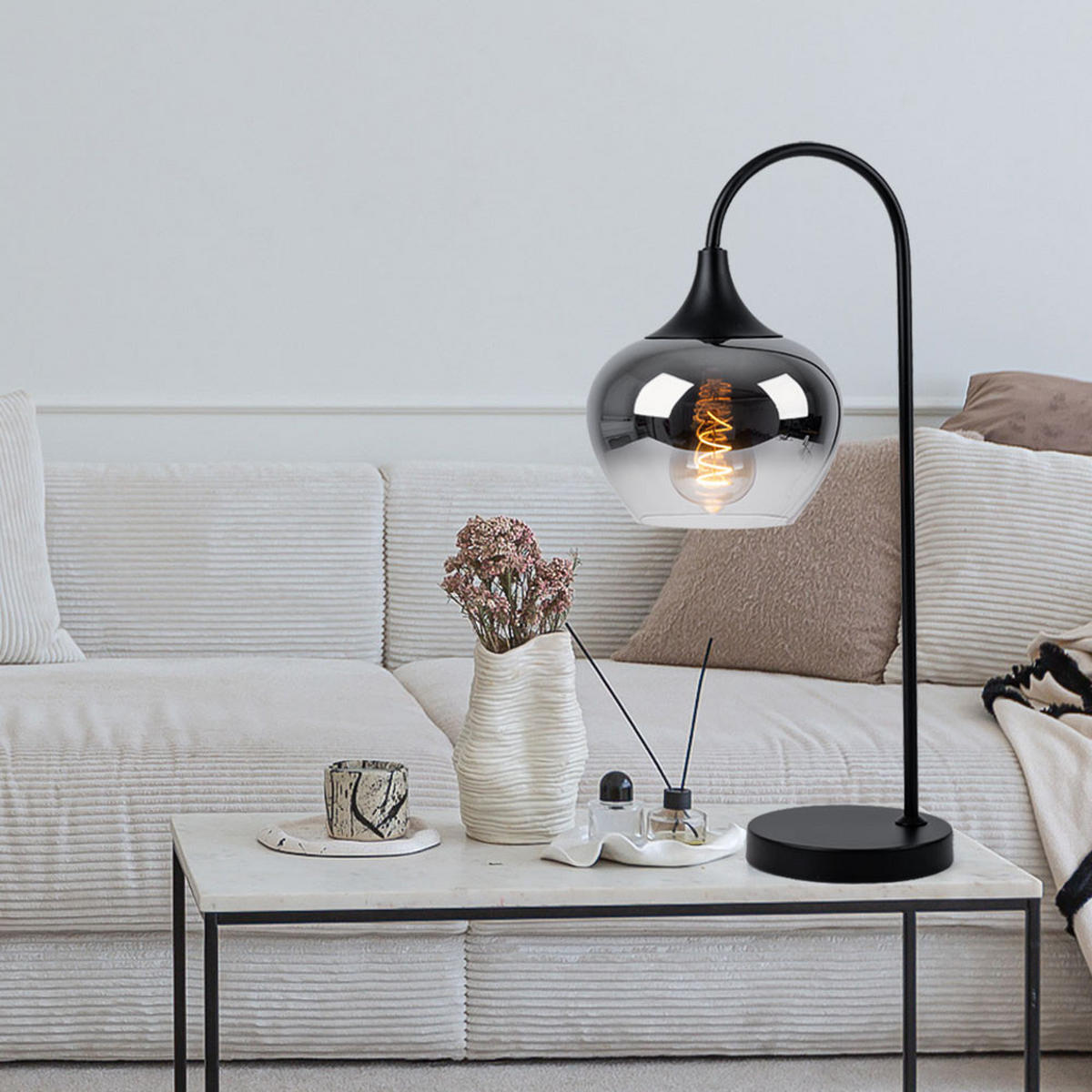 LED TISCHLEUCHTE MAXY Schwarz Metall Glas - Schwarz, Glas (27.5/18/54cm) - Globo Lighting