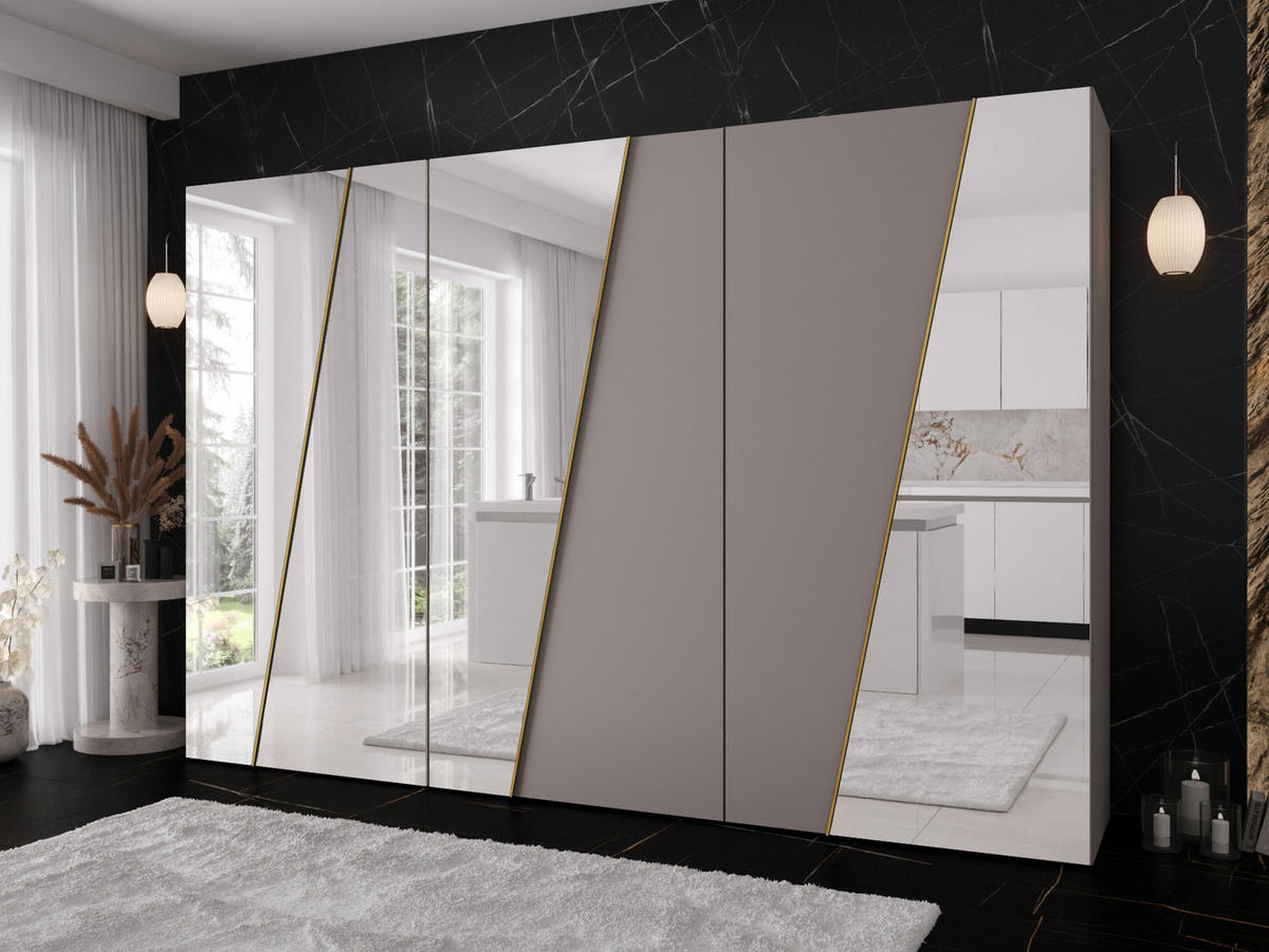 DREHTÜRENSCHRANK Zen 4L 300 cm - Kaschmir/Goldfarben, Holzwerkstoff/Kunststoff (300/202/50cm) - MIRJAN24