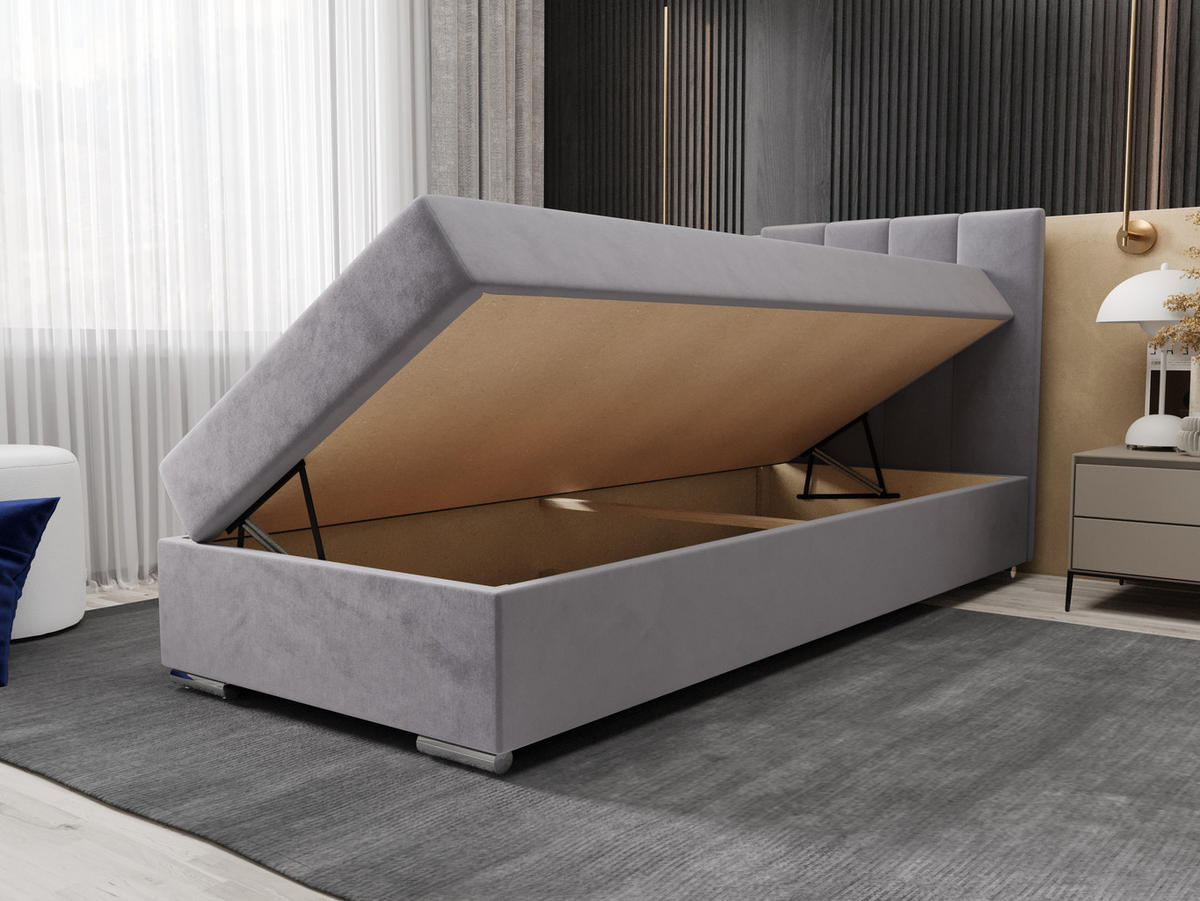 BOXBETT ZILANO 2 mit Matratze H3 und Topper 80x200 Itaka 50 - Hellgrau, Holz/Textil (80/200cm) - Bedante