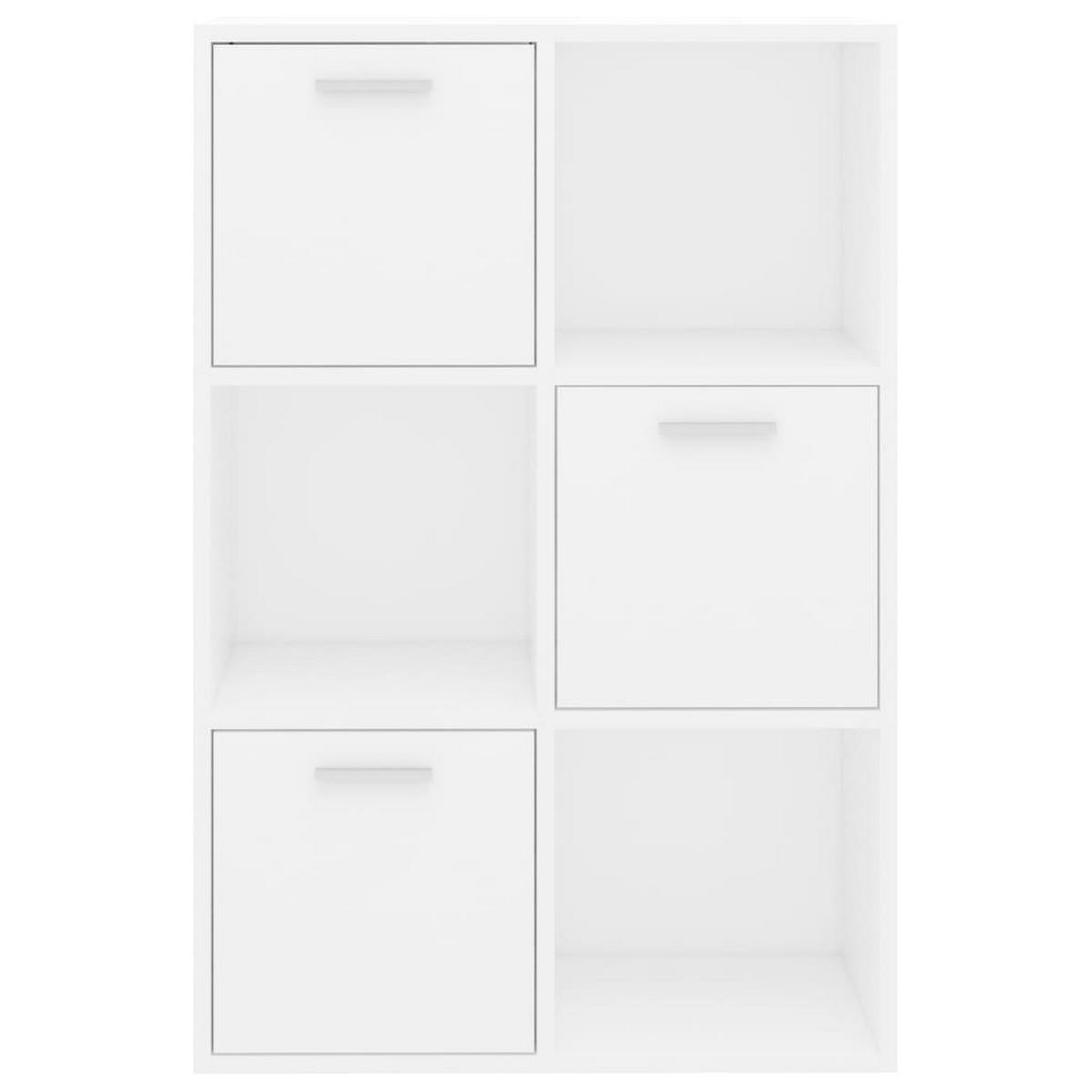 BÜCHESCHRANK mit 3 Fächern, 3 Türen 60/29,5/90 cm aus Holzwerkstoff Weiß - Weiß, Holz (60/90/29.5cm) - vidaXL