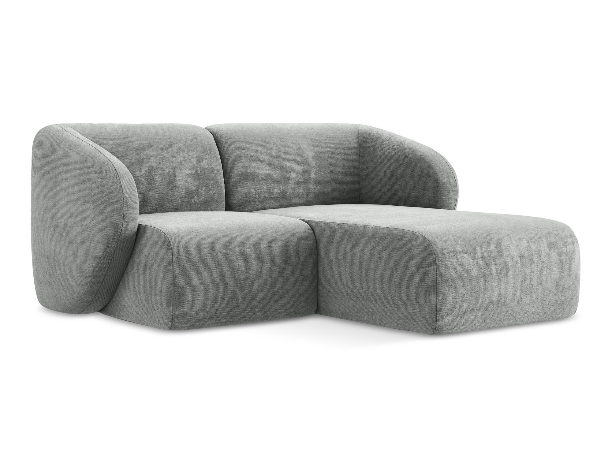 ECKSOFA Rechts Chenille Stoff Grau - Schwarz/Grau, Holzwerkstoff/Kunststoff (178/166cm) - Makamii