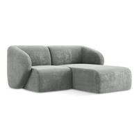 ECKSOFA Rechts Chenille Stoff Grau - Schwarz/Grau, Holzwerkstoff/Kunststoff (178/166cm) - Makamii