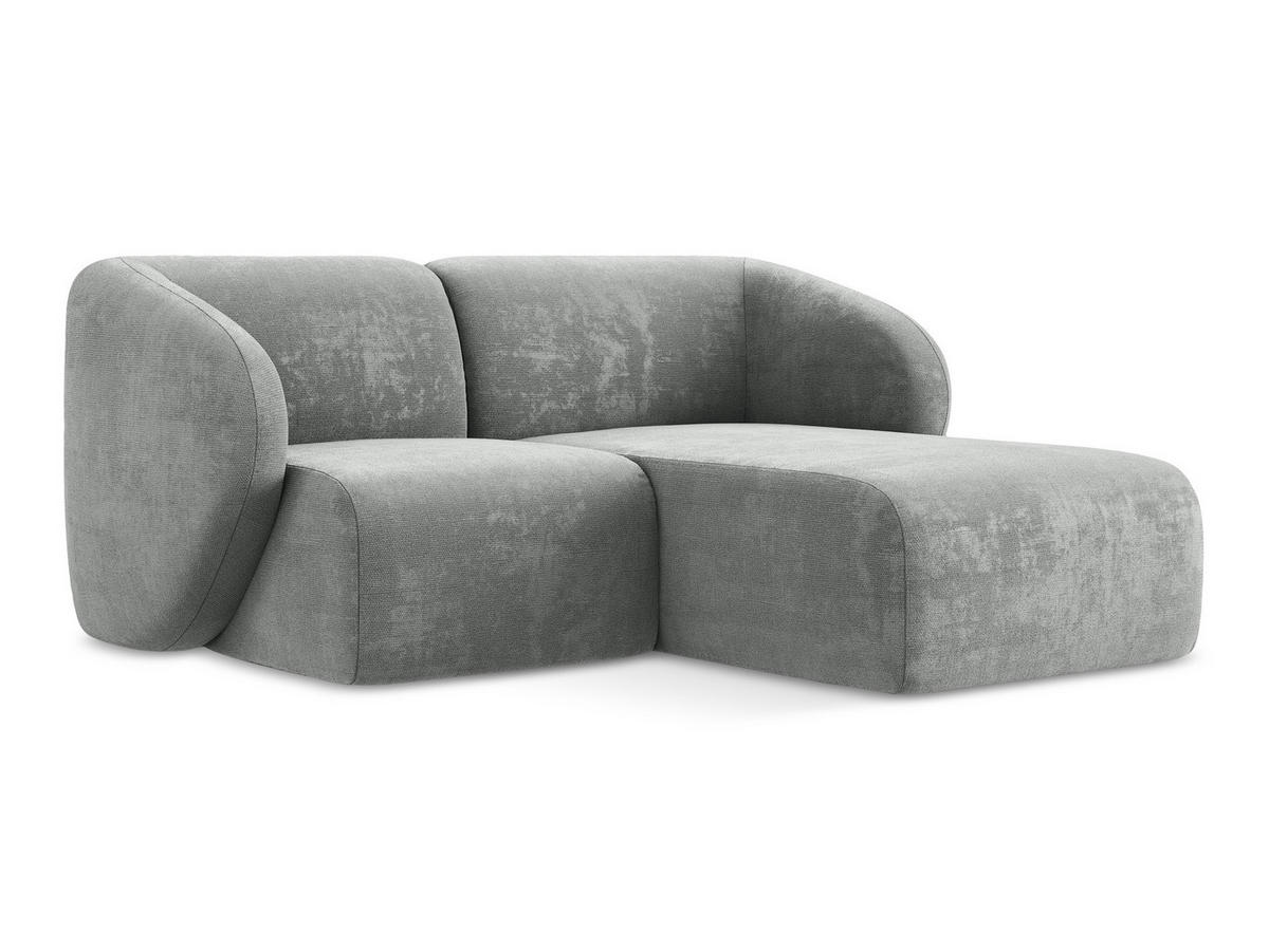 ECKSOFA Rechts Chenille Stoff Grau - Schwarz/Grau, Holzwerkstoff/Kunststoff (178/166cm) - Makamii