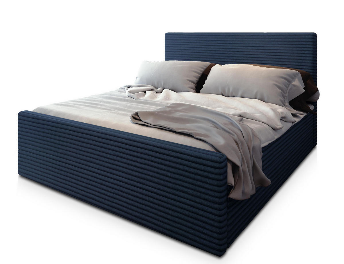 POSTEL BOXSPRING BRENTO 160x200 cm, s matrací a úložným prostorem, modrá - modrá, kompozitní dřevo/textil (160/200cm) - MASSENO