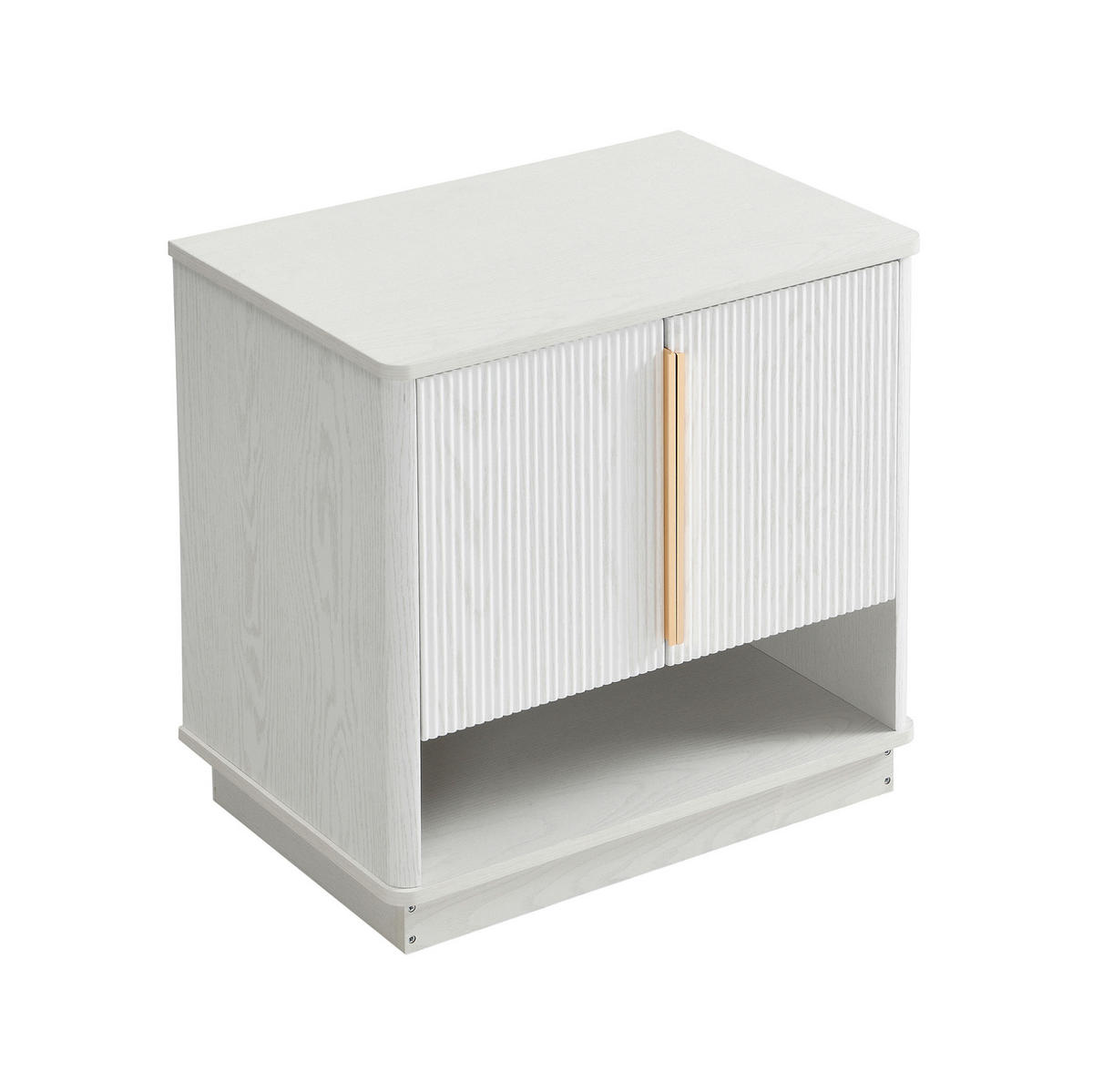 SKRINKA na topánky z MDF, 60/40/61 cm biely v dekore dreva s 2 dverami a otvorenou priehradkou - biela, kompozitné drevo (60/61/40cm) - BEAOK