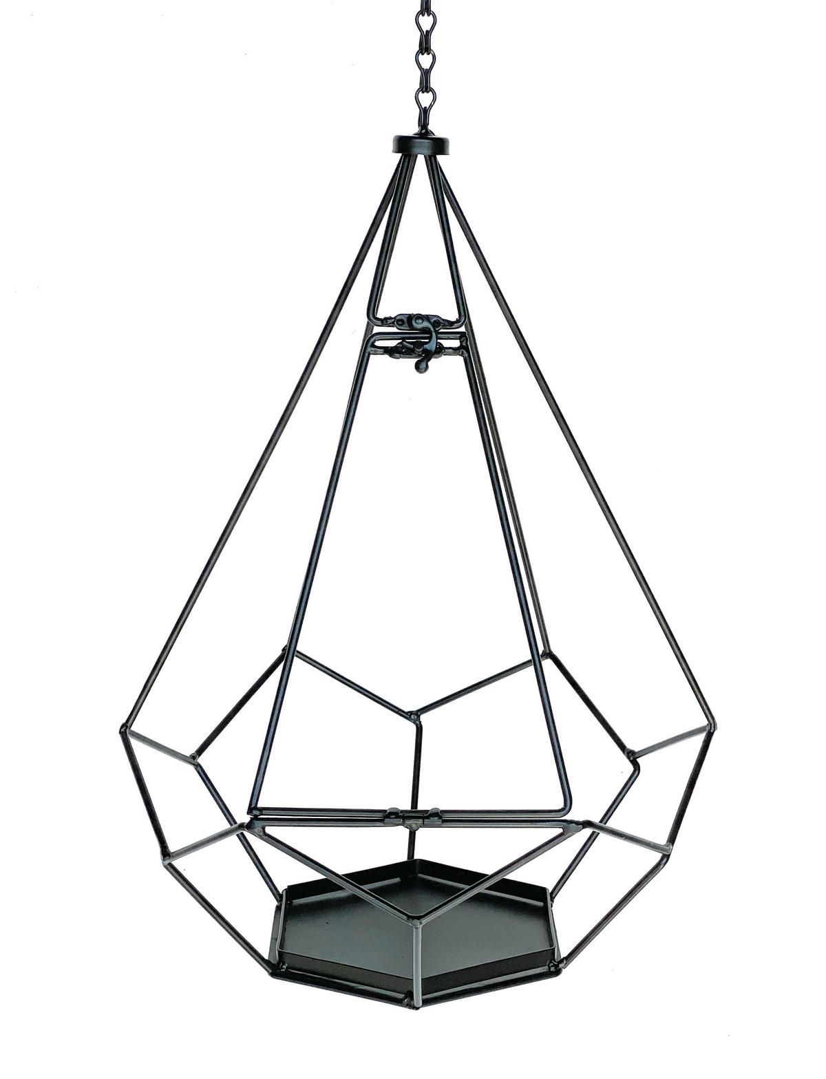 BLUMENAMPEL Innen Metall Wand 82 cm 96075 L mit Tür 6 Ecken - Schwarz, Metall (34/82/34cm) - DanDiBo