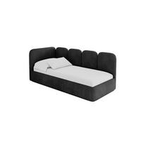 EINZELLBETT Jugendbett mit Bettkasten und Matratze H3/H4, Rechts - VELY 80x200 Schwarz - Anthrazit, Holzwerkstoff/Textil (80/200cm) - ALTDECOR