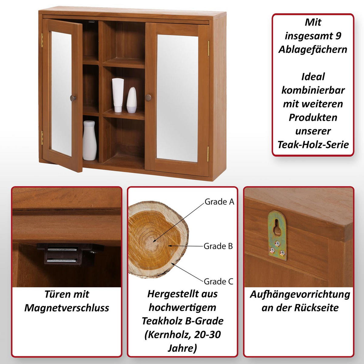SPIEGELSCHRANK Braun - Braun, Holz (80/70/20cm) - MCW
