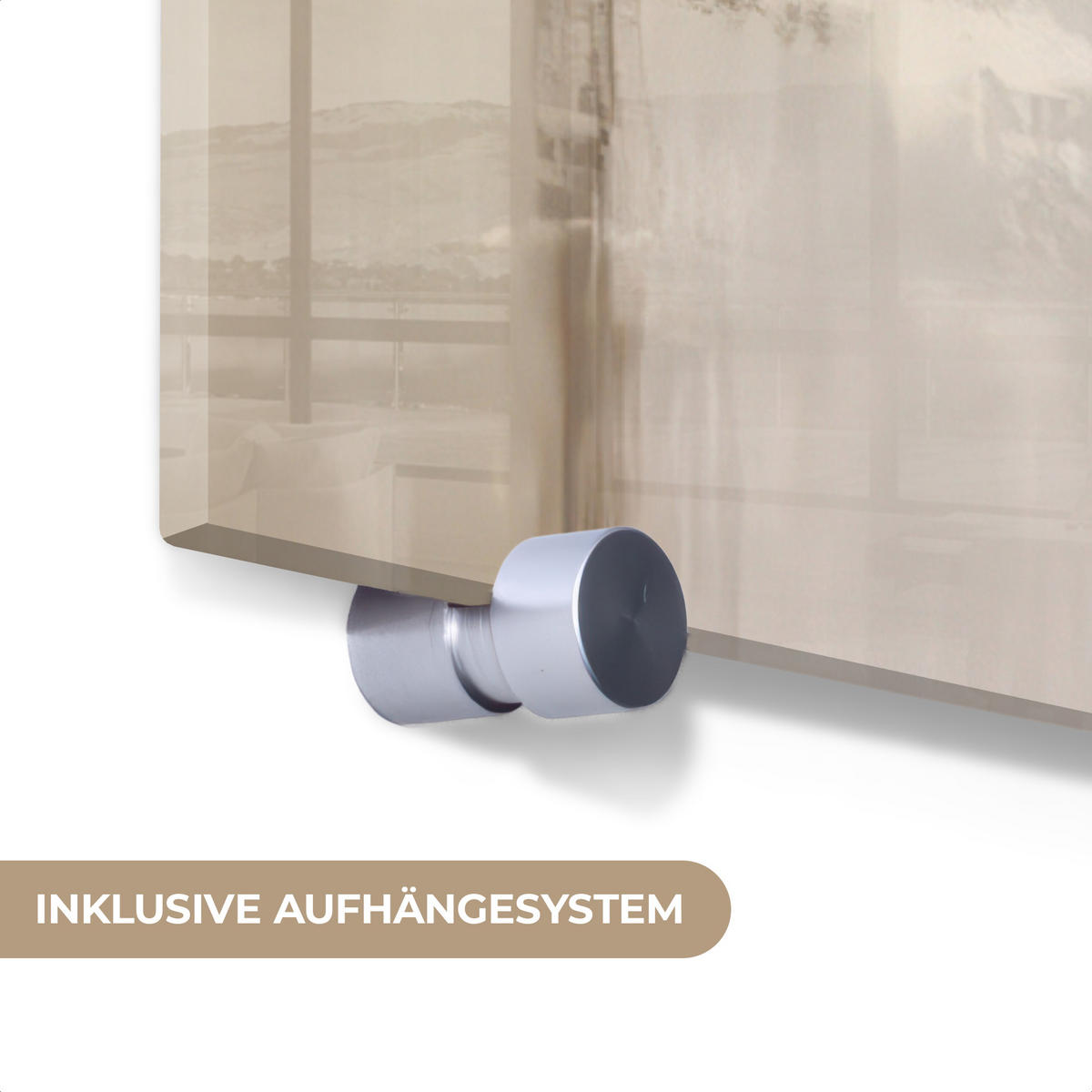 ACRYLGLASBILD Moderne Kunst - Abstrakt - Beige 60x80 cm - Beige, Glas (60/80cm) - MuchoWow