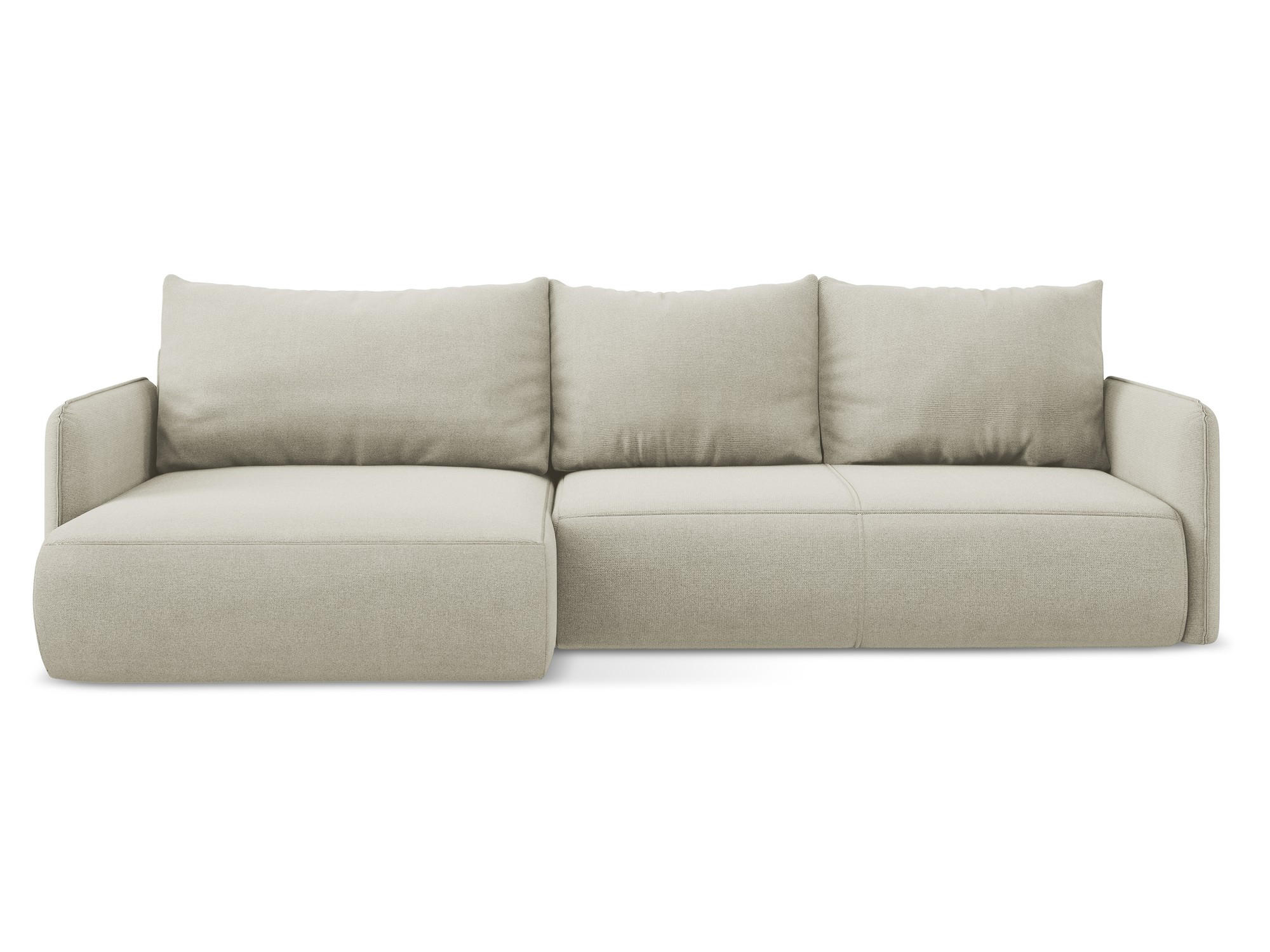 ECKSOFA mit Schlaffunktion Strukturstoff Stoff Beige - Beige/Creme, Kunststoff/Textil (148/240cm) - Makamii