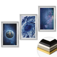 WANDBILDER 3er Set - 40x60 cm Silberner Rahmen - Erde Weltraumsturm Galaxie - Silberfarben, Kunststoff (40/60cm) - ArtPrintCave