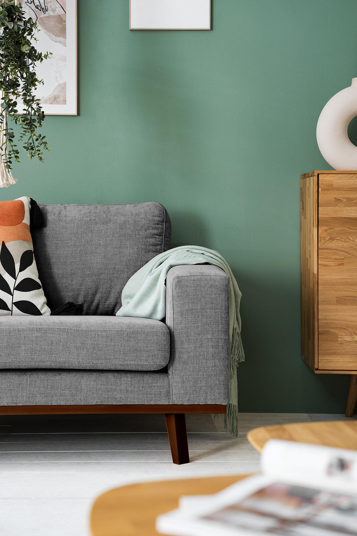 SESSEL - Dunkelgrau/Buchefarben, Buchenholz/Textil (122/81/88cm) - home24