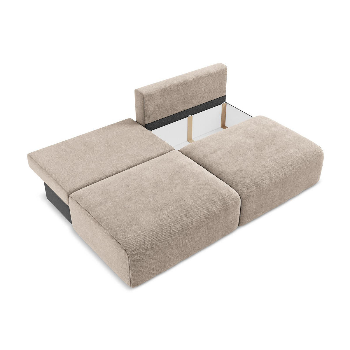 3-SITZER SOFA mit Schlaffunktion Chenille Stoff Beige - Beige/Schwarz, Kunststoff/Textil (216/79/102cm) - LaMiaSofa