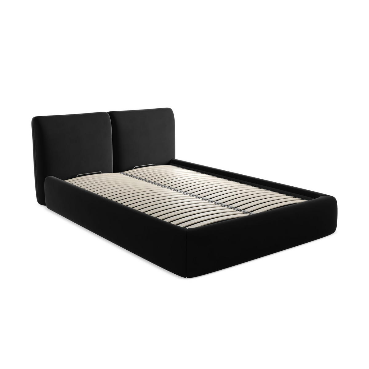 POLSTERBETT mit Bettkasten und Lattenrost 160x228 Schwarz - Schwarz, Kunststoff/Textil (140/200cm) - LaMiaSofa