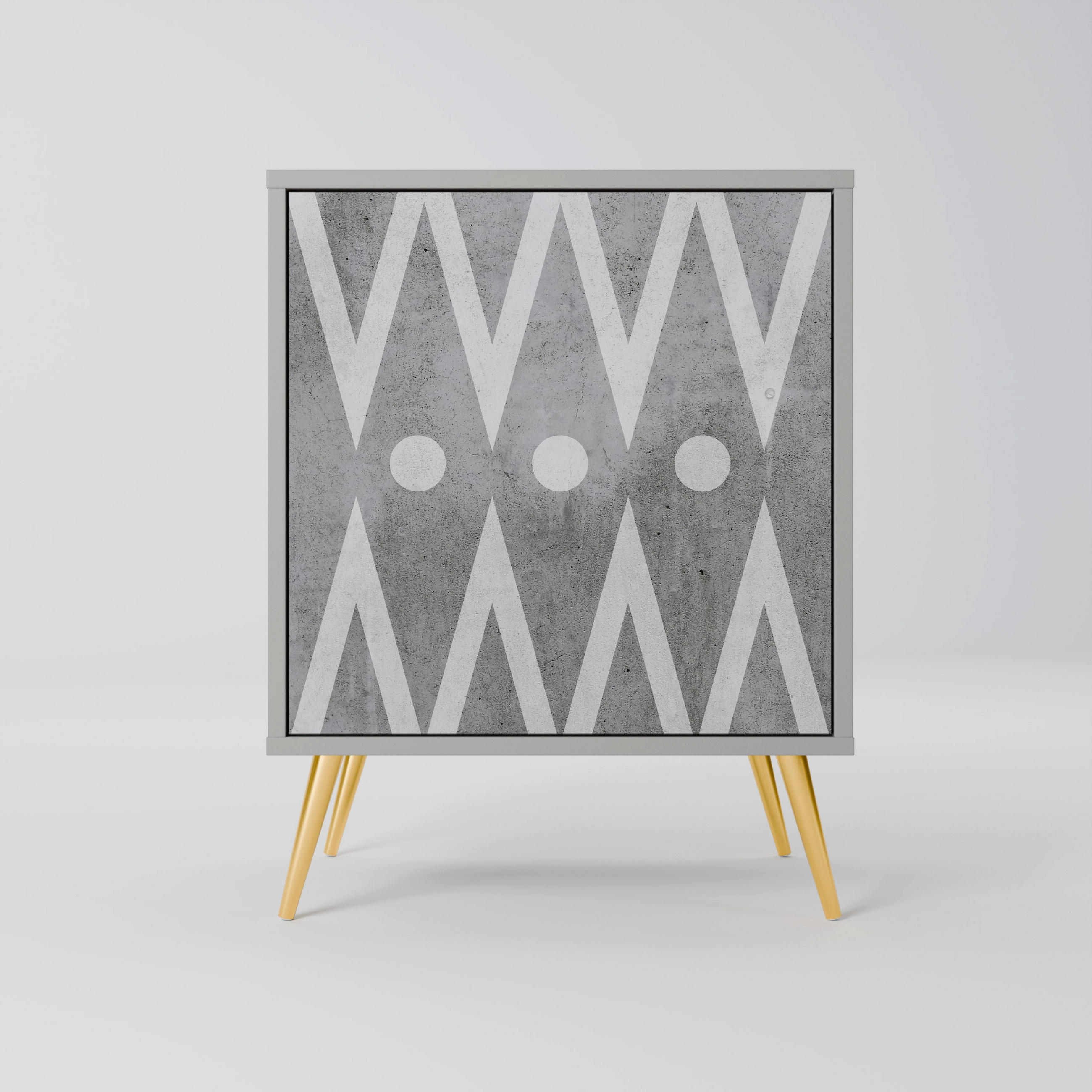 SIDEBOARD SHARP EDGES, Grau, 57,5x42x75,5 cm, Goldfarbene Metallfüße - Goldfarben/Multicolor, Holzwerkstoff/Metall (57.5/75.5/42cm) - SpaceRebels