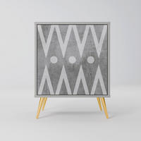 SIDEBOARD SHARP EDGES, Grau, 57,5x42x75,5 cm, Goldfarbene Metallfüße - Goldfarben/Multicolor, Holzwerkstoff/Metall (57.5/75.5/42cm) - SpaceRebels