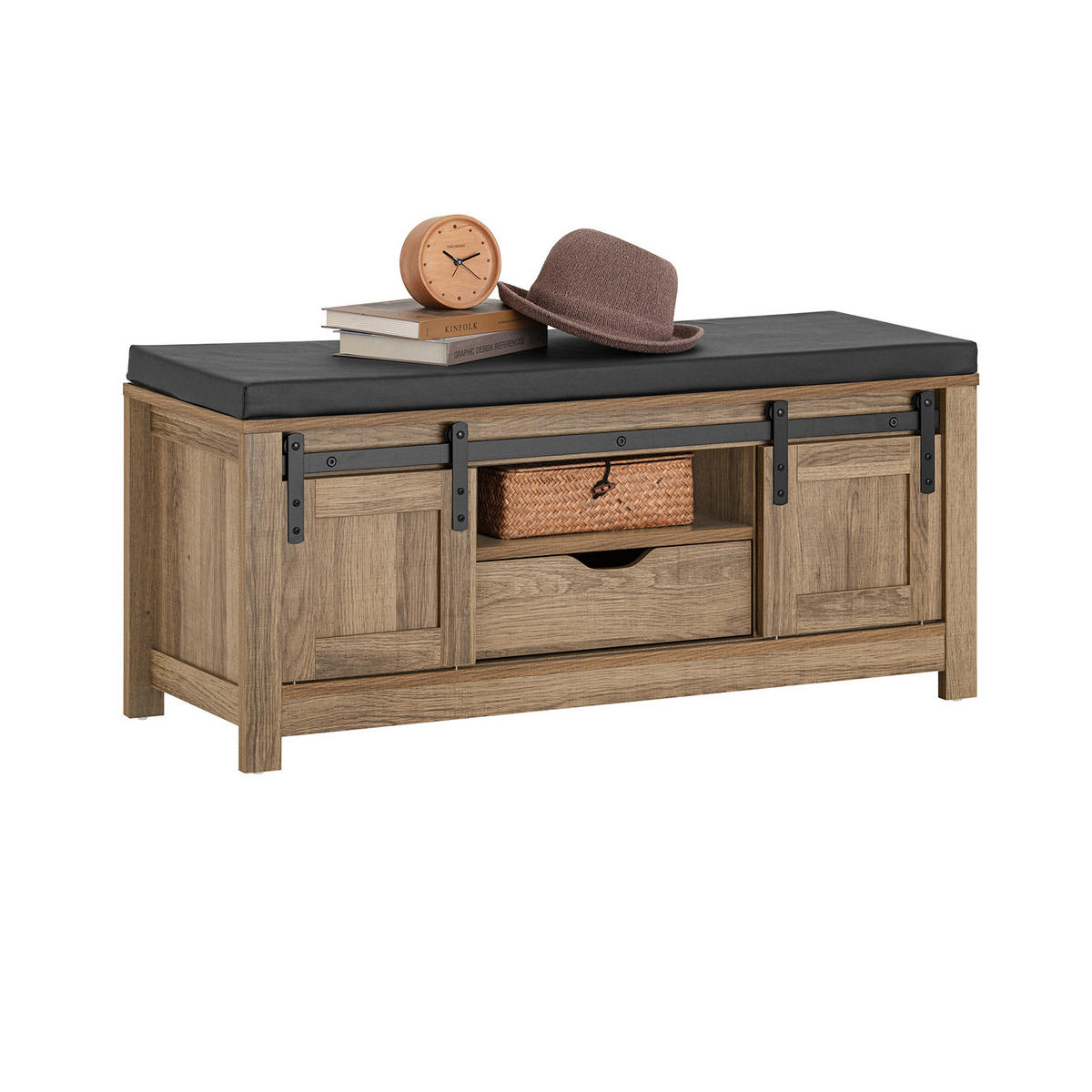 SCHUHBANK Natur - Braun, Holzwerkstoff (100/46/35cm) - SoBuy