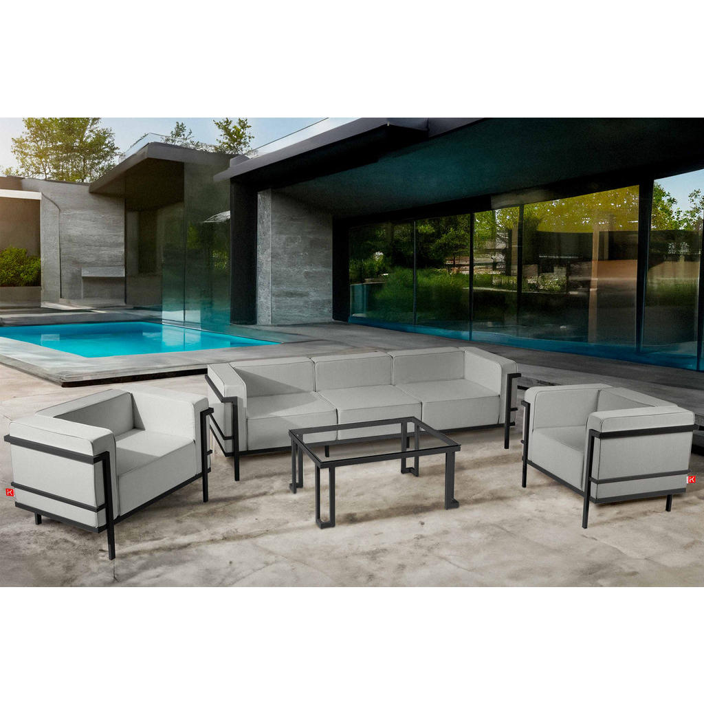 Thumbnail - Konsimo® Gartenlounge-Set, Dunkelgrau, Hellgrau, Metall, Textil, 4, 5-Sitzer, Füllung: Schaumstoff, rechteckig, Hergeste...