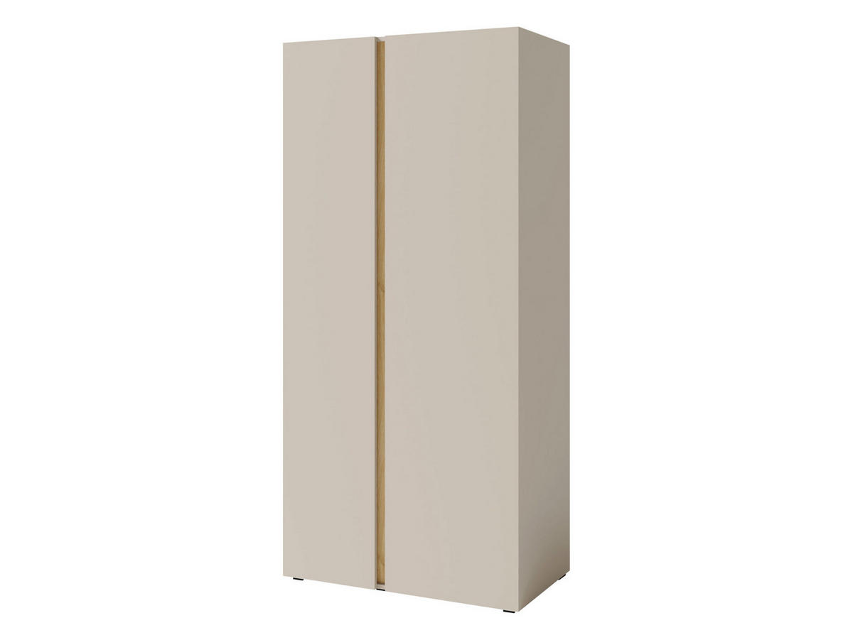 KLEIDERSCHRANK Luca LC03 - Sandfarben/Schwarz, Holzwerkstoff/Kunststoff (90/195/50cm) - MIRJAN24