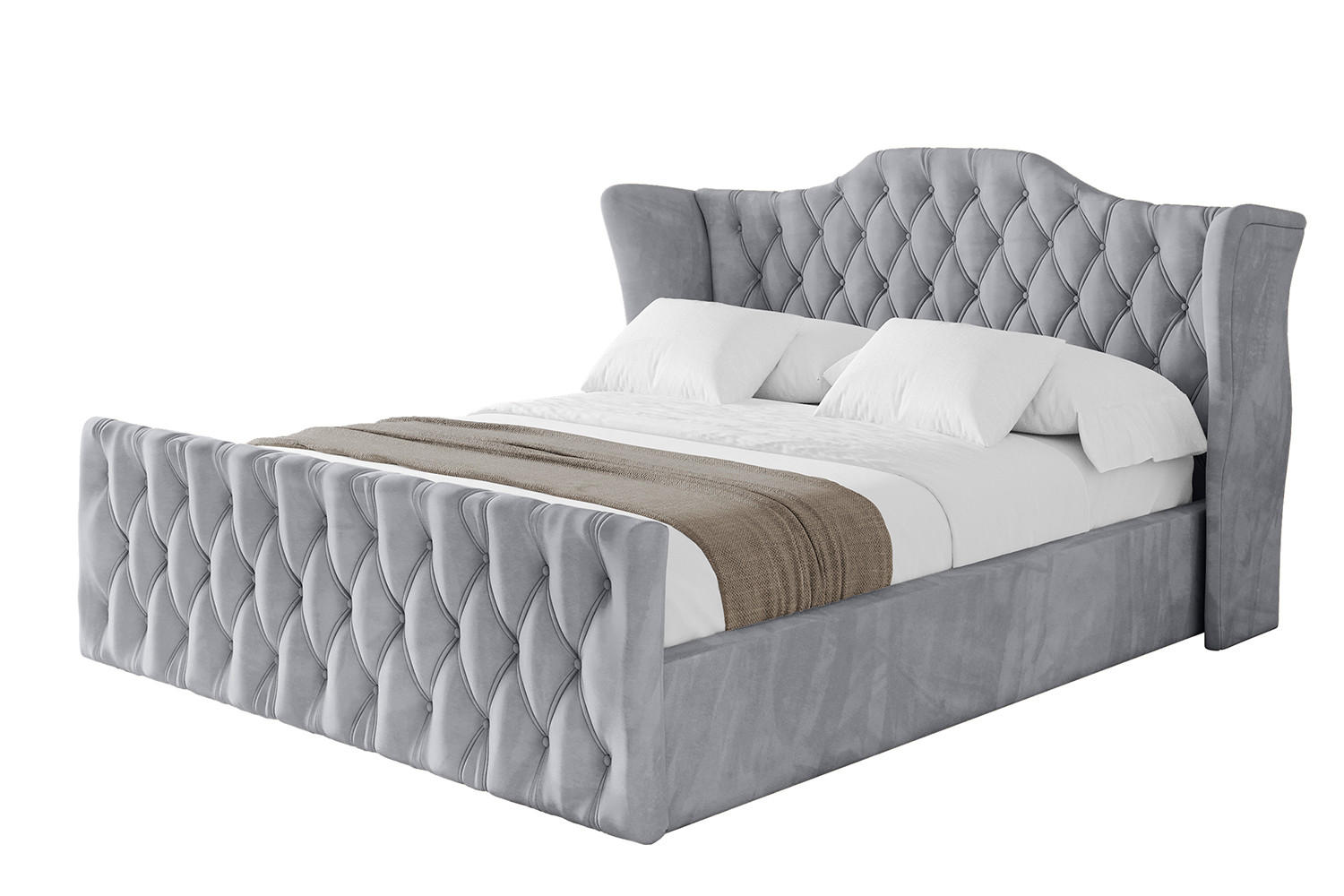 POLSTERBETT mit Bettkasten, Fußteil und Lattenrost, Boxbett ohne Matratze - ZORAN-Z 180x200 Hellgrau - Hellgrau, Holzwerkstoff/Textil (180/200cm) - ALTDECOR