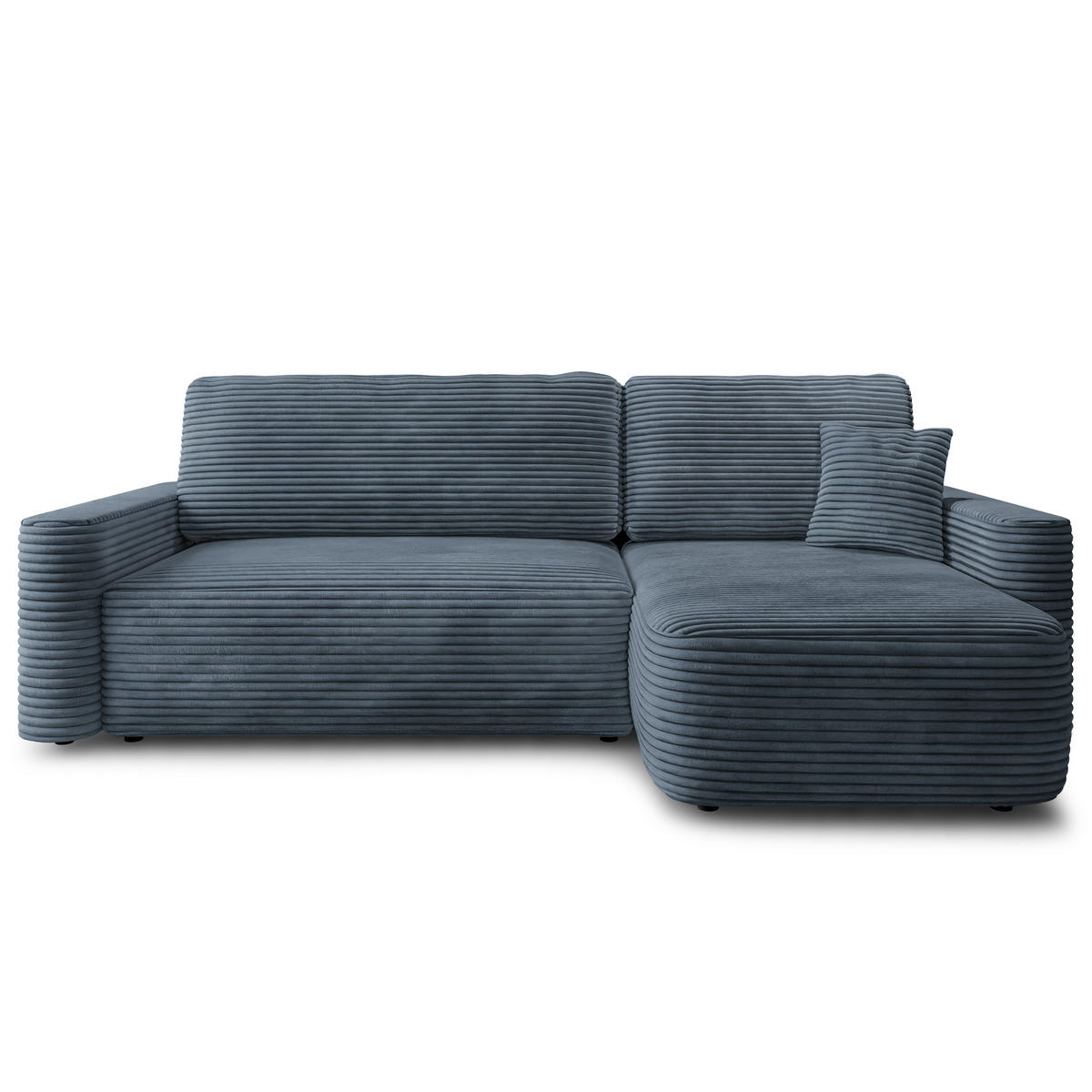 ECKSOFA NERI T Grau Kordstoff mit Schlaffunktion - Grau, Holzwerkstoff/Textil (280/157cm) - MASSENO