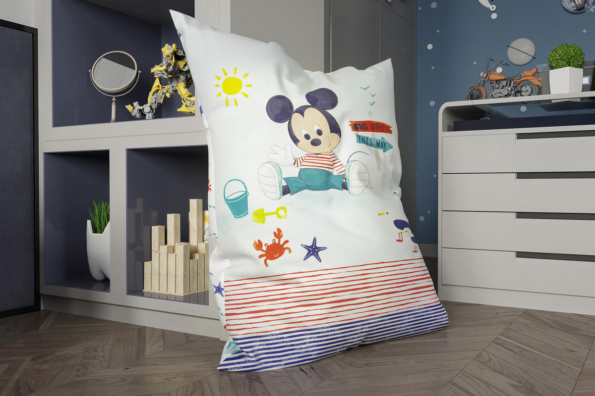 KINDER-SITZSACK - Mickey Mouse - Blau/Rot, Textil (100/25/135cm) - Green Bean
