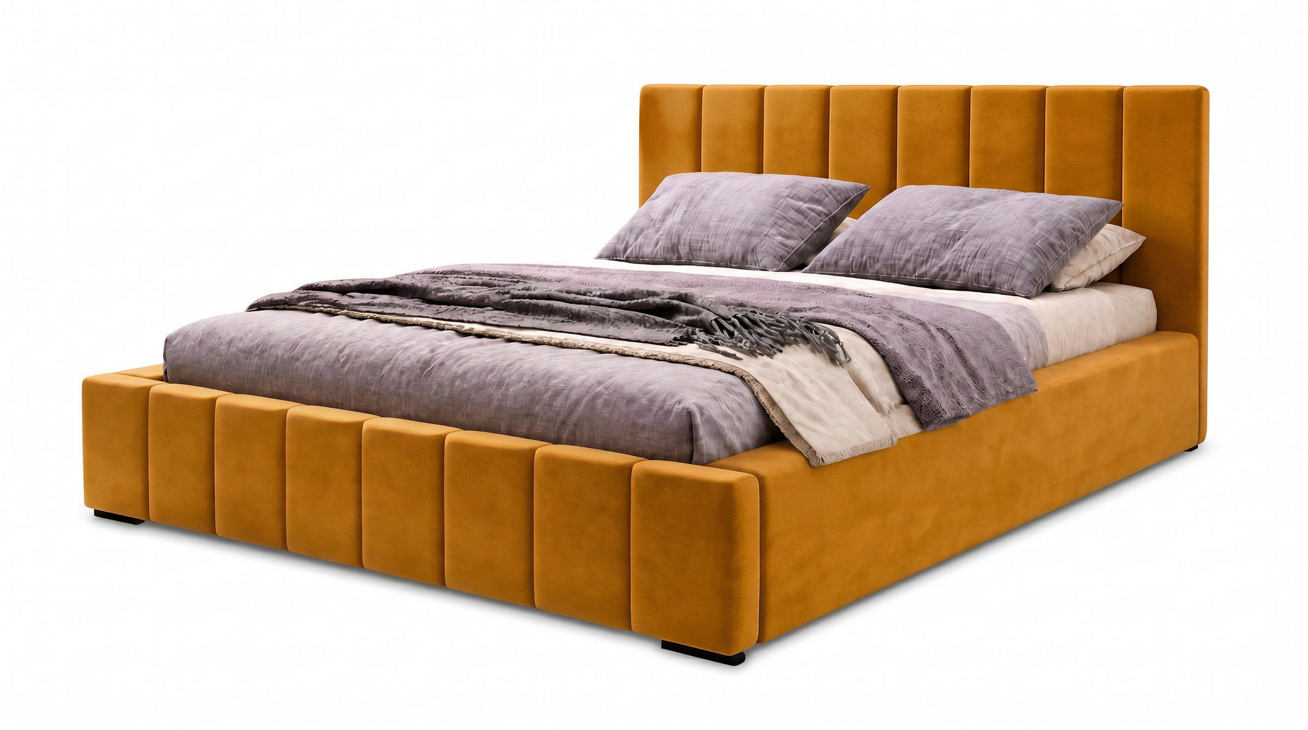 MARPUR Polsterbett NERO 140x200 cm mit Bettkasten und Lattenrost, Gelb - Chromfarben/Gelb, Holz/Holzwerkstoff (140/200cm) - Marpur