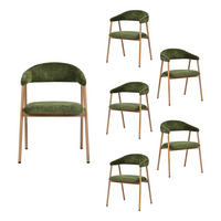 ESSZIMMERSTÜHLE 6er-Set, gepolstert, Chenille, Metallbeine in Holzoptik, Grün - Grün, Textil (61/80.5/59cm) - Meubles Cosy