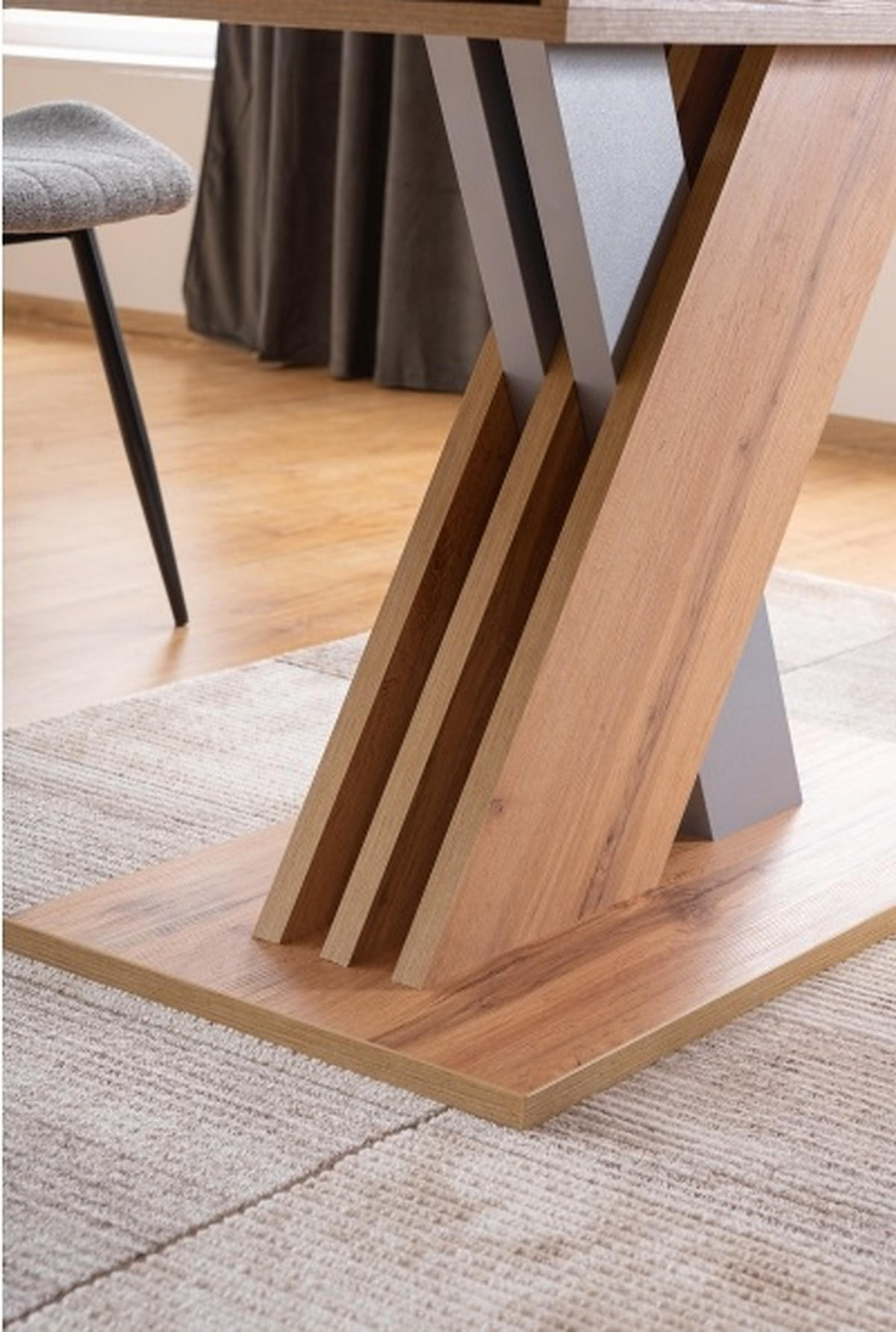 ESSTISCH rechteckig Eiche Wotan - Silber ausziehbar - Eiche Wotan/Silberfarben, Holzwerkstoff (85/140/76cm) - designimpex