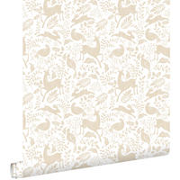 TAPETE Wald mit Waldtieren 50 x 900 cm - Beige, Papier (50/0.1cm) - ESTAhome