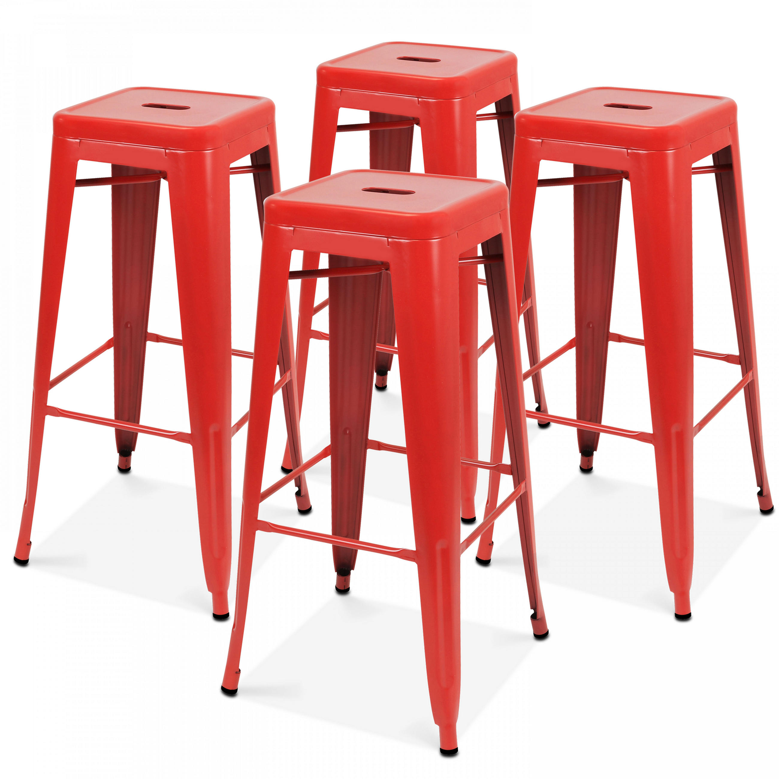 HOCHSTUHL 4-tlg., Rot - Rot, Metall (43/76/43cm) - Oviala