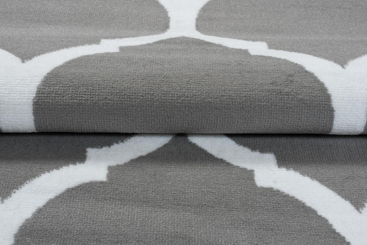 TEPPICH LUXURY Grau Marokkanisch Rauten Gitter 250/300 cm - Hellgrau, Textil (250/300cm) - Tapiso