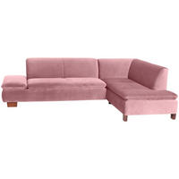 ECKSOFA mit Ottomane rechts Kaye Bezug Samtvelours Buche nussbaum dunkel / rosé - Rosa, Kunststoff (270/190cm) - 58aufmkessel