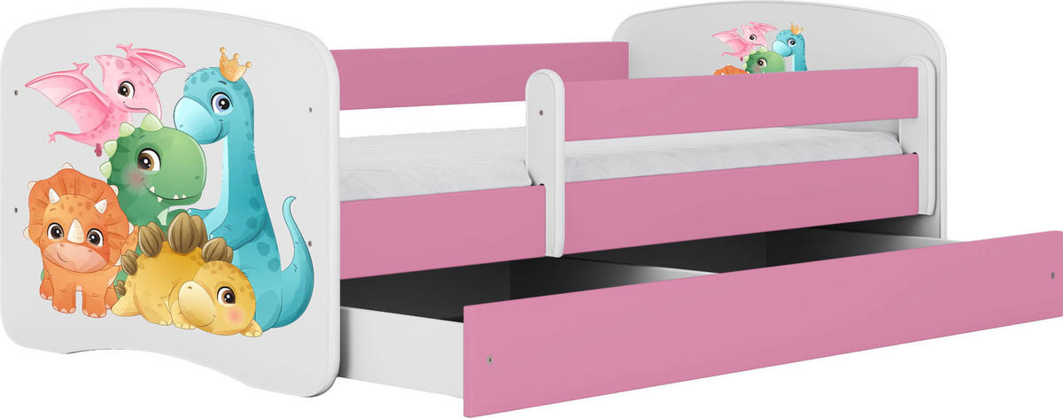 KINDERBETT Emily mit Schublade und Matratze, Rosa 70x140 cm - Multicolor/Rosa, Holzwerkstoff (140/70cm) - WFL GROUP