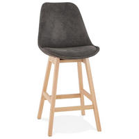 BARHOCKER Mikrofaser Massivholzbeine Sitzhöhe 66cm Skandi-Stil NIXARA MINI, Anthrazit-Beige 48x56x103 cm - Anthrazit/Beige, Eichenholz/Textil (48/103/56cm) - KADIMA DESIGN