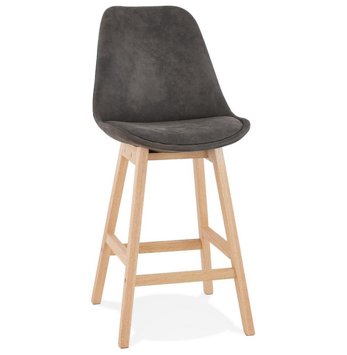BARHOCKER Mikrofaser Massivholzbeine Sitzhöhe 66cm Skandi-Stil NIXARA MINI, Anthrazit-Beige 48x56x103 cm - Anthrazit/Beige, Eichenholz/Textil (48/103/56cm) - KADIMA DESIGN