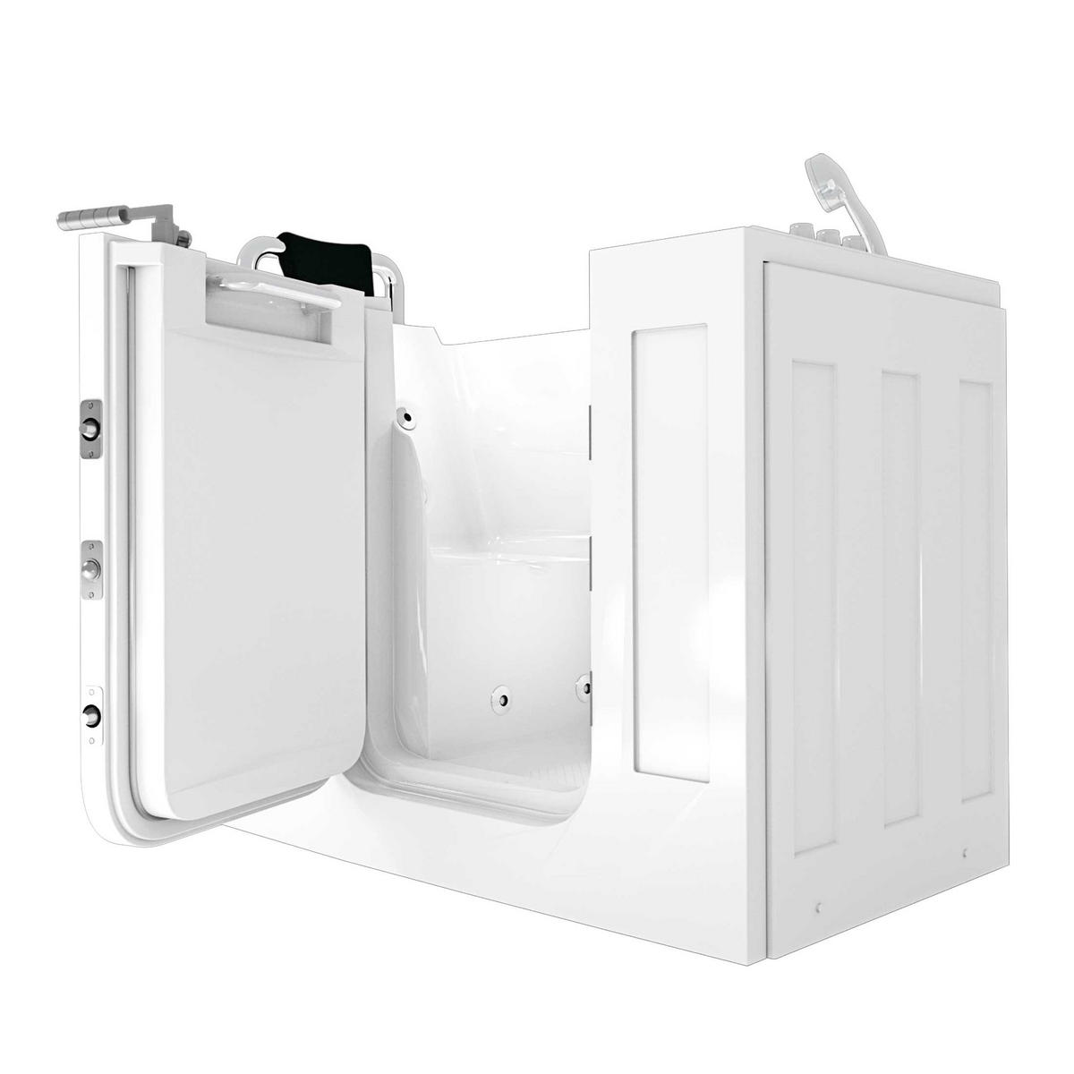 SITZWANNE Whirlpool Wanne mit Tür S07WP-TH-B-L 140x76cm - Weiß, Glas/Kunststoff (76/116/140cm) - AcquaVapore by Sandra Jentho