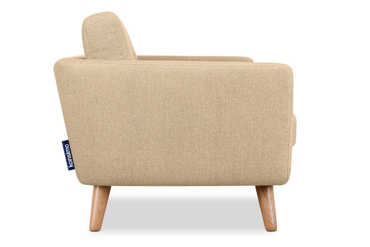 2-SITZER-SOFA TAGIO II mit Armlehnen, Creme/Braun - Creme/Braun, Textil (88/80/153cm) - KONSIMO®