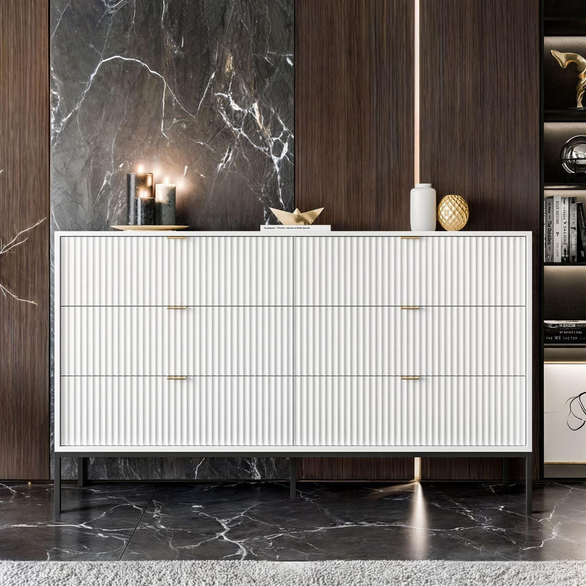 KOMMODE CORTADO KS154 MIT SCHUBLADEN WEISS - Weiß, Holzwerkstoff (154/91/39cm) - Lookway