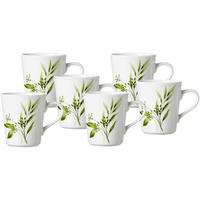 KAFFEEBECHER Evora weiß-grün 300 ml 6er Set - Weiß/Grün, Keramik (0.3L) - Ritzenhoff Breker