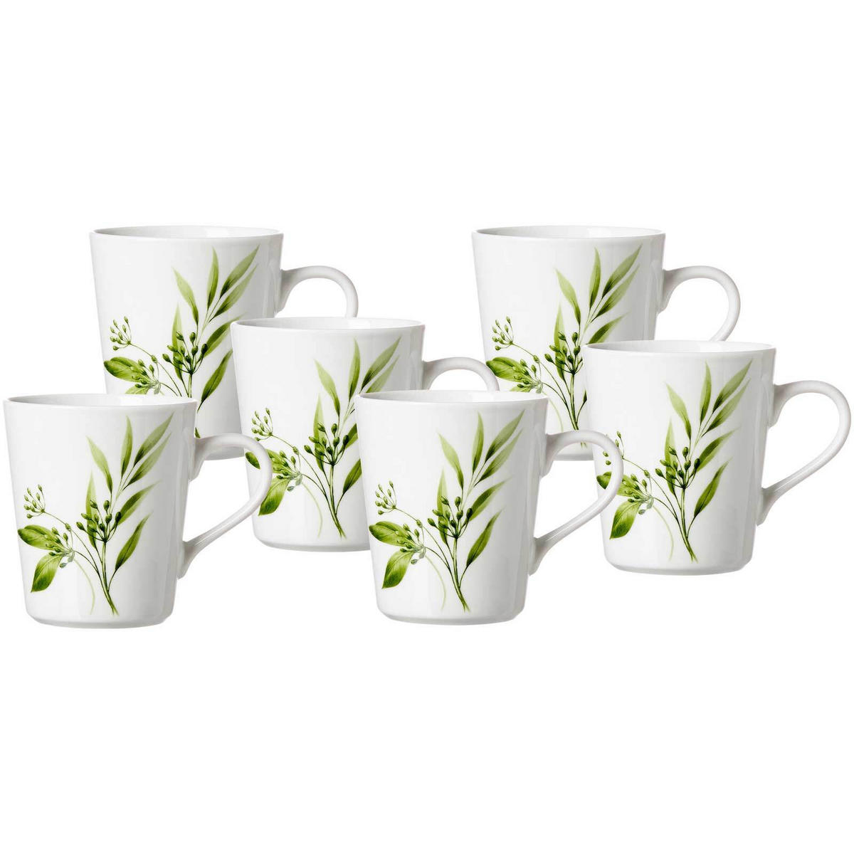 KAFFEEBECHER Evora weiß-grün 300 ml 6er Set - Weiß/Grün, Keramik (0.3L) - Ritzenhoff Breker