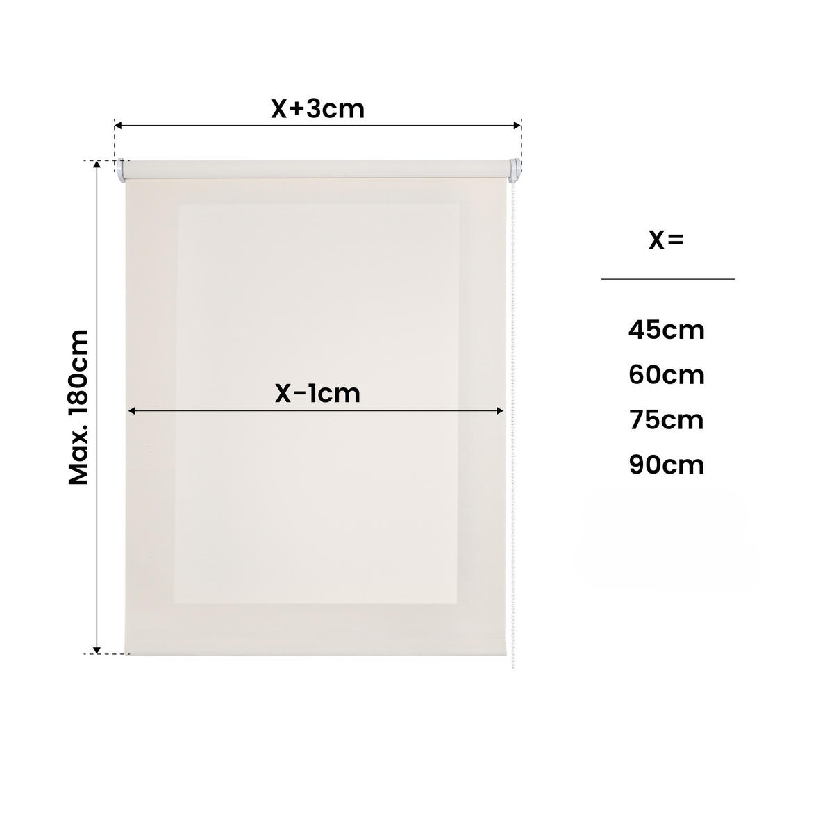 SCREEN-ROLLO without drilling 60X180 - Ecru, Kunststoff (60/180cm) - STORESDECO