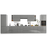 KÜCHENZEILE 500 cm – Aspen KA2-M500 - in Grau/Hochglanz - Grau, Holz (500/212/58cm)