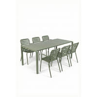 GARTENSET Vondel 6 Personen Esstisch/ 6 Stühle Armlehne Grün - Grün, Metall - Zuiver