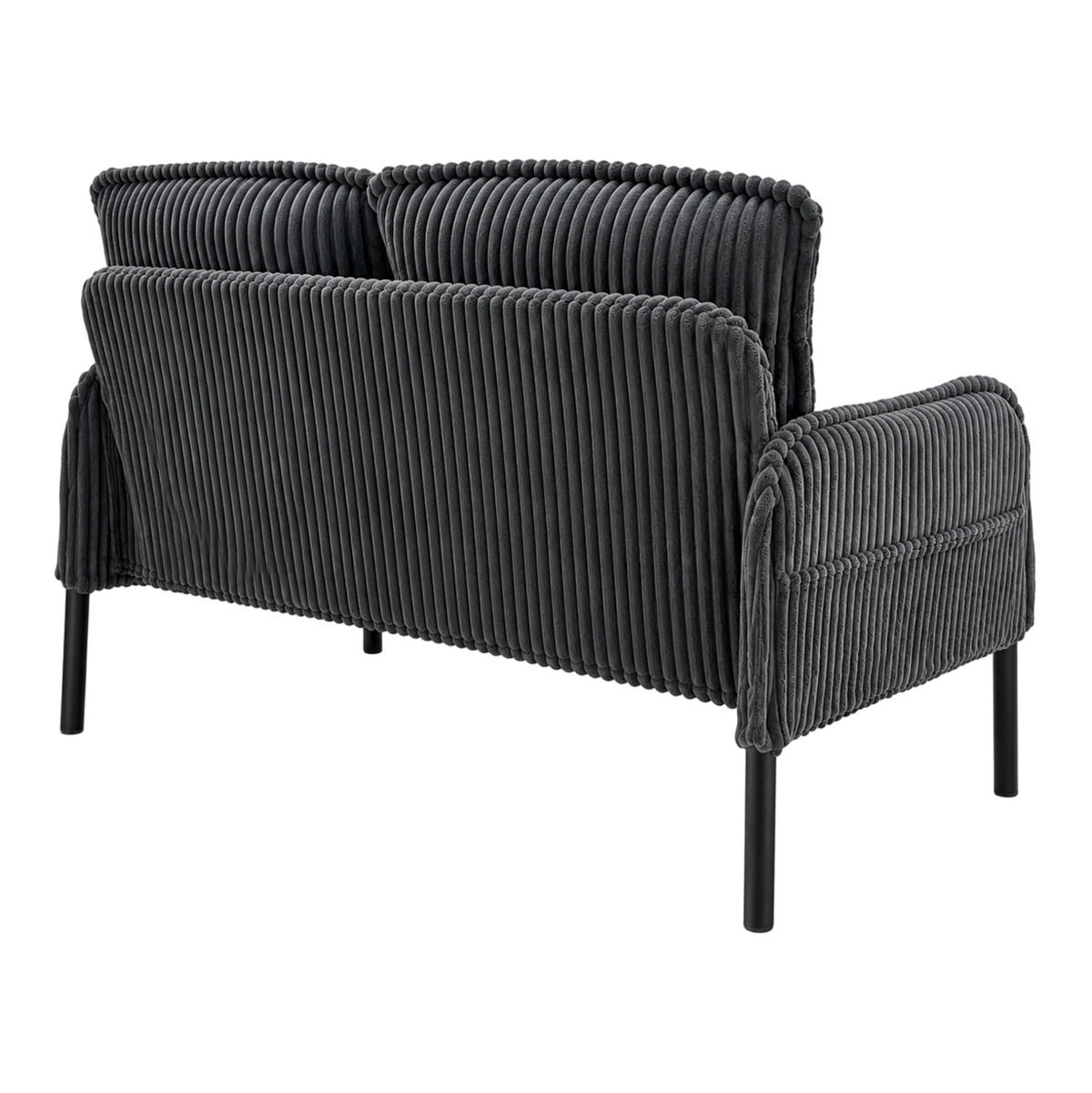 2-SITZER Sofa 122/73/83 cm Cordstoff mit Seitentaschen und Metallbeinen Grau - Schwarz/Grau, Textil/Metall (73/83/122cm) - Redom