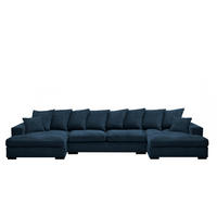 ECKSOFA mit Schlaffunktion und Bettkasten Couch U-form Gabon Stoff Zoom Blau - Blau, Holz (373/155cm) - Kaiser Möbel