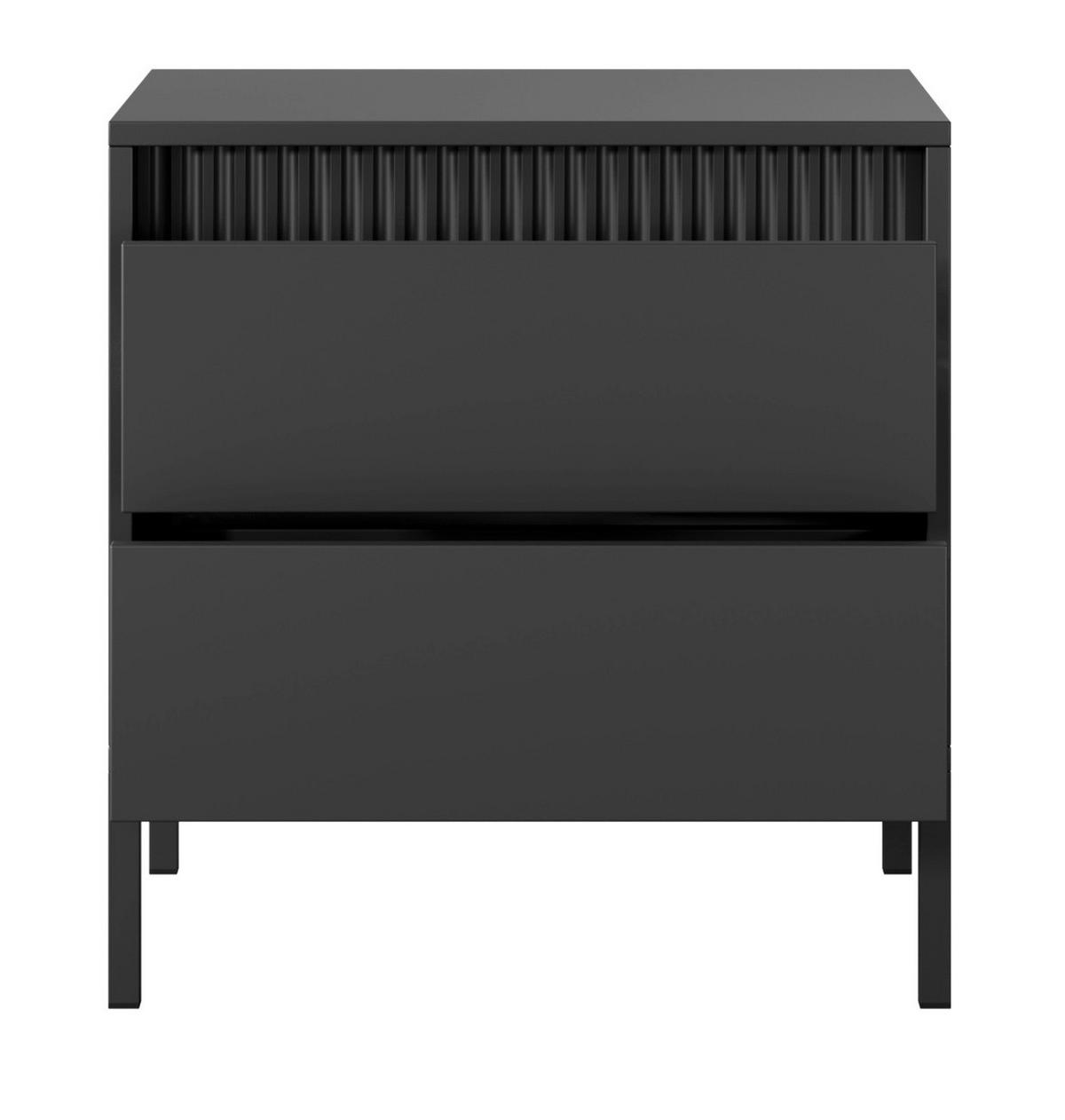 NACHTTISCH 55 cm mit Schubladen Santori, Schwarz - Schwarz, Holz (54/56/40cm) - Emporius